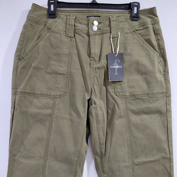 Women's Olive Green Wide-Leg Pants - Picture 12 of 16